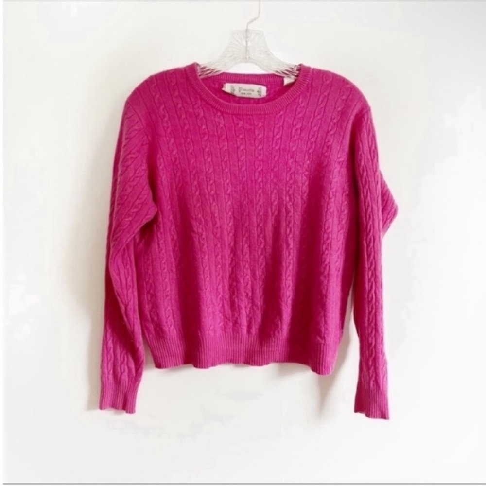 Piscotta New York sweater pink 100% cashmere cable knit